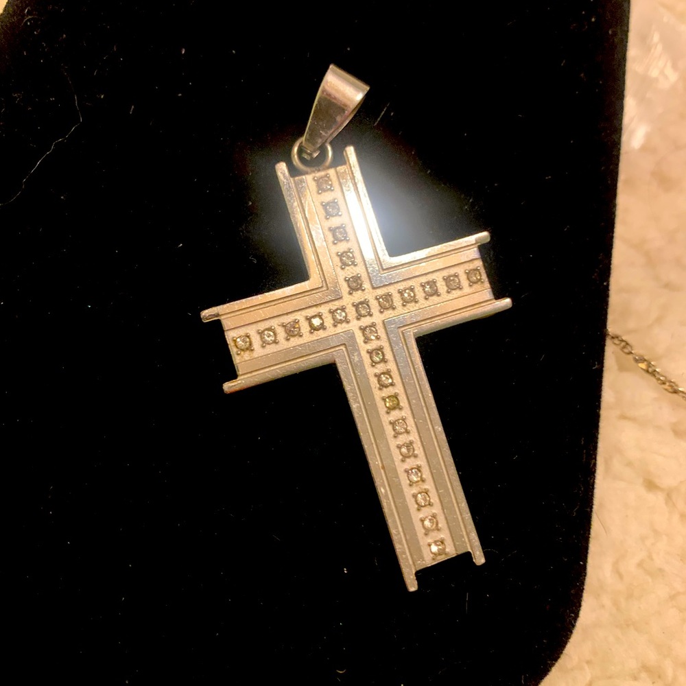 Austrian crystal block cross stainless Sparkles salon
